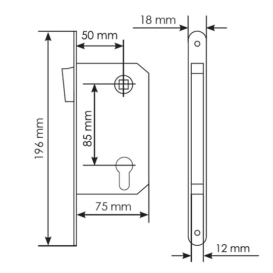 Защелка межкомнтная MM 2085 AB магнитная под цилиндр, цвет - бронза
