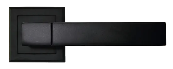 Ручка дверная FUKOKU MH-28 BL-S раздельная на квадратном основании, цвет черный, ЦАМ
