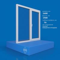 Двухстворчатое окно VEKA SOFTLINE 70 (1600ш х 1500в) двухкамерное, цвет Белый