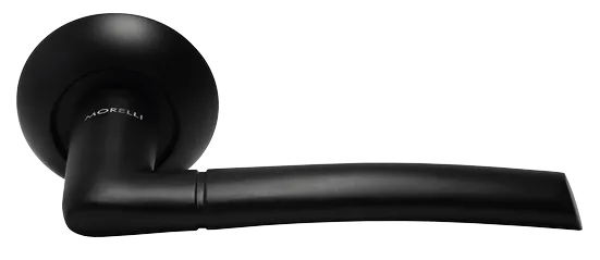 Ручка дверная ПИЗА MH-06 BL на круглой розетке, цвет черный, ЦАМ Light