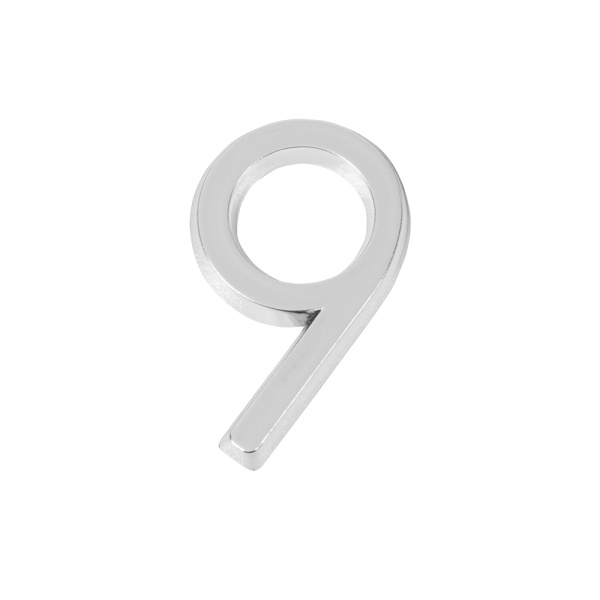 Цифра Fuaro (Фуаро) &quot 9&quot самоклеящаяся ABS (50х37) (FUARO) CP хром