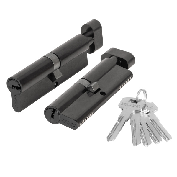 Цилиндровый Fuaro (Фуаро) механизм (200 ZM/110) 2000ZM Knob 110 (45+10+55) BL-24 черный 5Key с вертушкой