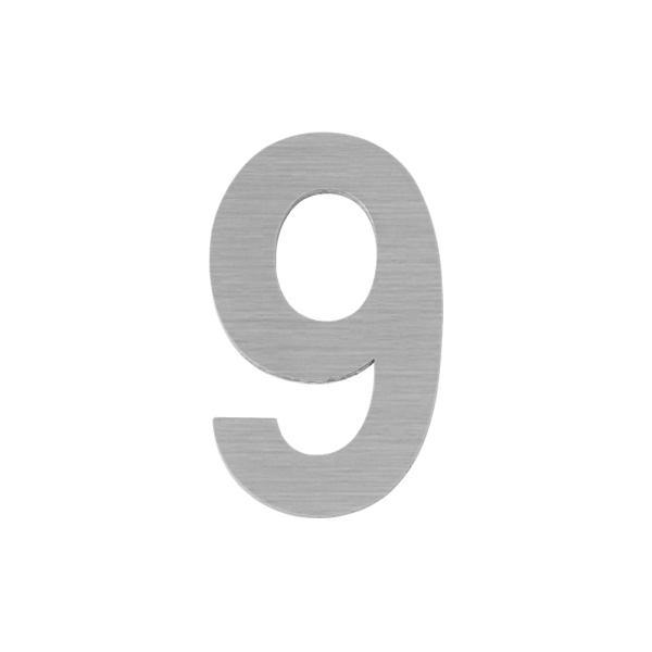 Цифра Fuaro (Фуаро) &quot 9&quot самоклеящаяся SS304 (50х30) (FUARO) SSC сатинированный хром