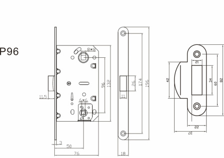 Защелка сантехническая пластиковая P96SC (матовый хром)