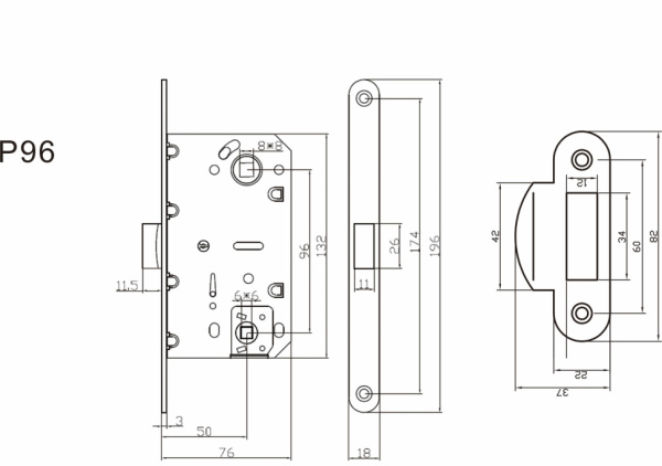 Защелка сантехническая пластиковая P96CP (хром)