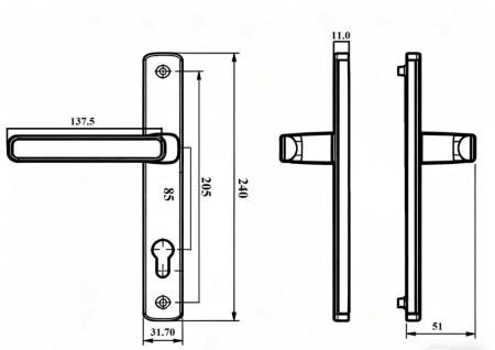 Ручки на планке V2-85BL (черный RAL 9005)