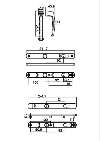 Ручки на планке V1-92BR (коричневый RAL 8017)