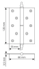 Петля карточная разъемная латунная MB 120X80X3.5 AB R C с коронкой правая, верзная, цвет античная бронза