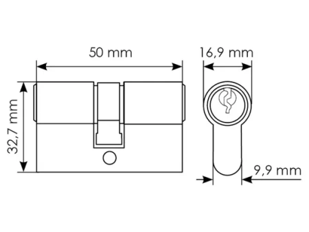 50C PC, ключевой цилиндр (50мм), цвет - хром