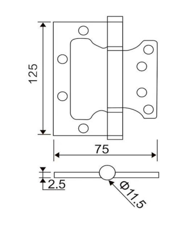 Петля без врезки B2-CP 125x7 5 x2.5 ( хром)