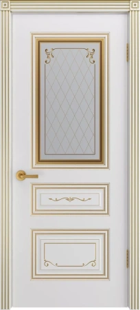 Межкомнатная дверь «Трио Грейс В2 ДО» 2000 x 600 belyyspatinoyzoloto