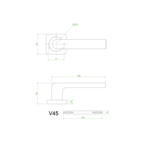 Ручки дверные V45L-2  (матовый хром)