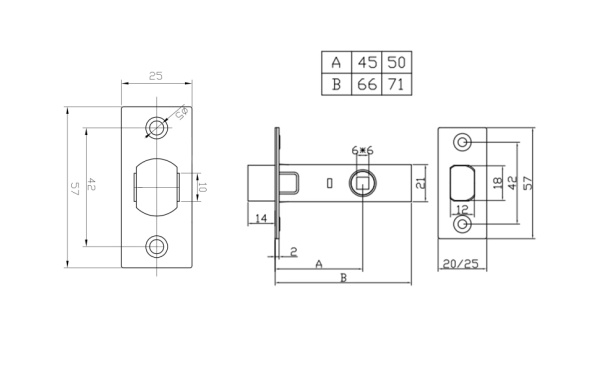 Задвижка межкомнатная  D45BL (черный)