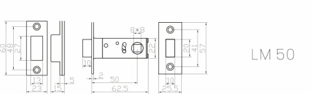 Защелка межкомнатная магнитная LM50AB (бронза)