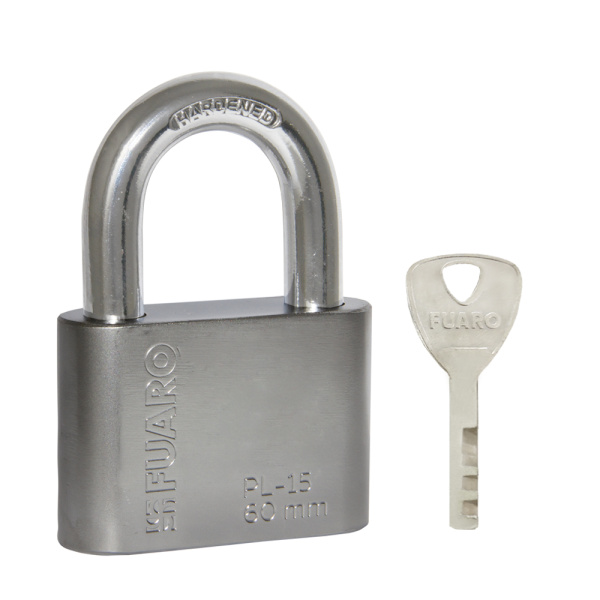 Замок Fuaro (Фуаро) навесной PL-WEATHER-1560 Nickel 4 fin key ( PL-15-60) диск. /блистер
