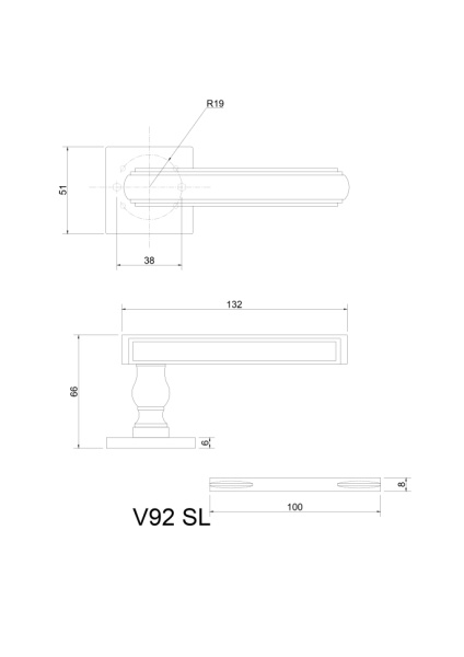 Ручки дверные алюминиевые V92PB SL (золото)