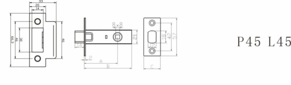 Защелка межкомнатная L45SN (мат.никель)