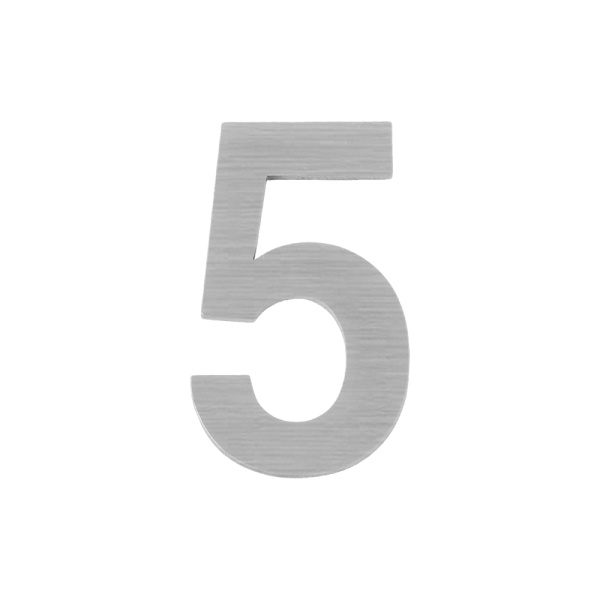 Цифра Fuaro (Фуаро) &quot 5&quot самоклеящаяся SS304 (50х30) (FUARO) SSC сатинированный хром