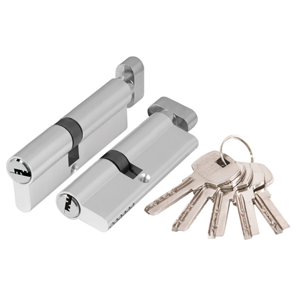 Цилиндровый Ajax (Аякс) механизм (AX202/80) AX2002Knob80 (35+10+35) CP хром с вертушкой