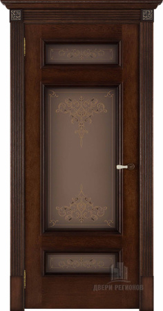 Дверь межкомнатная Рим Кристалл 3 натуральный шпон красный коньяк остекленная 600x2000 Steklo Kristall